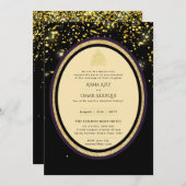 Gilded Nikah Wedding Einladung Chic Ismic Gold (Vorne/Hinten)