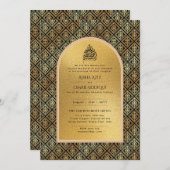Gilded Nikah Wedding Einladung Chic Ismic Gold (Vorne/Hinten)