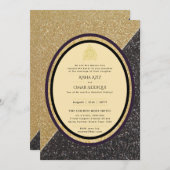 Gilded Nikah Wedding Einladung Chic Ismic Gold (Vorne/Hinten)
