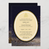 Gilded Nikah Wedding Einladung Chic Ismic Gold (Vorne/Hinten)