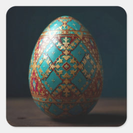 Gilded Patchwork Easter Egg Quadratischer Aufkleber