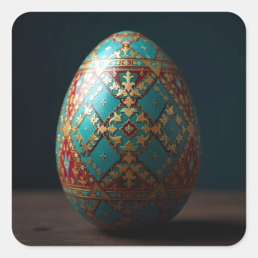 Gilded Patchwork Easter Egg Quadratischer Aufkleber (Vorderseite)