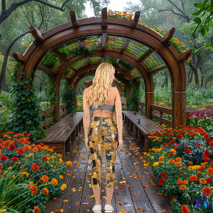 Gilded Patchwork: Luxuriöse geometrische Muster Capri Leggings