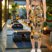 Gilded Patchwork: Luxuriöse geometrische Muster Capri Leggings