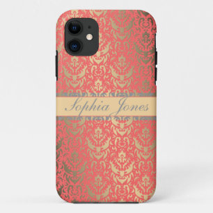 Gilded Peach Elegante Imitate Shimmer Damask Case-Mate iPhone Hülle