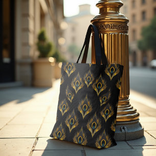 Gilded Peacock Art Deco - Luxe Deko Gold & Gray Tasche