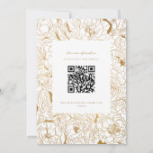 Gilded Peonies White Gold Einladung (Rückseite)