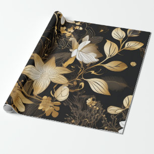 Gilded Petals: Blorschwarz und Gold Geschenkpapier