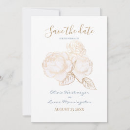 Gilded Rose Dusty Blue Ivory Save the Date Einladung