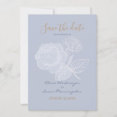 Gilded Rose Dusty Blue Watercolor Save the Date Einladung (Vorderseite)