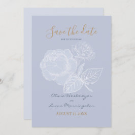 Gilded Rose Dusty Blue Watercolor Save the Date Einladung