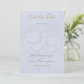 Gilded Rose Dusty Blue Watercolor Save the Date Einladung (Stehend Vorderseite)