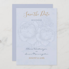 Gilded Rose Dusty Blue Watercolor Save the Date Einladung