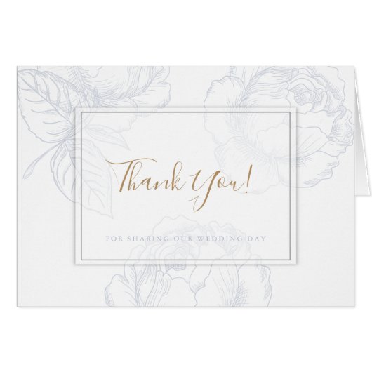 Gilded Rose Dusty Blue Watercolor Wedding (Vorderseite (Horizontal))
