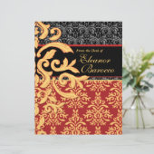 Gilded Royal Red, Black & Gold Damask Letterhead (Stehend Vorderseite)