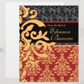 Gilded Royal Red, Black & Gold Damask Letterhead (Vorne/Hinten)