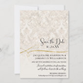 Gilded Scroll Damask Ivory Gold Save the Date (Vorderseite)