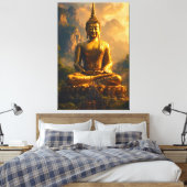 Gilded Seated Buddha Under a Sunset Sky Leinwanddruck (Insitu (Schlafzimmer))
