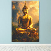 Gilded Seated Buddha Under a Sunset Sky Leinwanddruck (Insitu (Holzboden))
