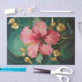 Gilded Single Pink Hibiskus Bloom, Formal Florals Seidenpapier (Handwerk)