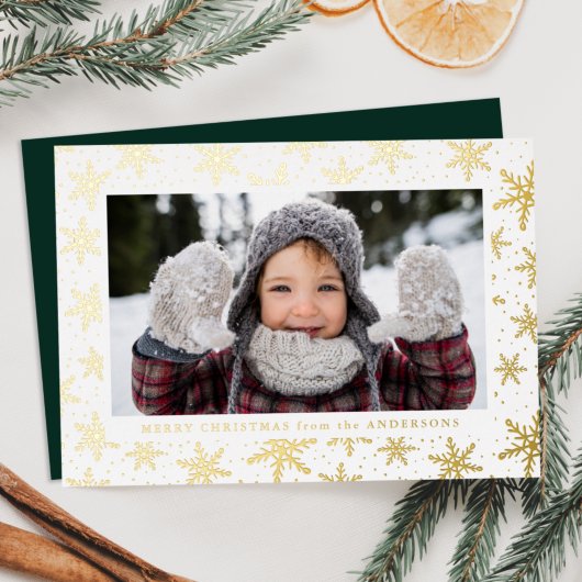 Gilded Snowflakes Foto Gold Folien Feiertagskarte