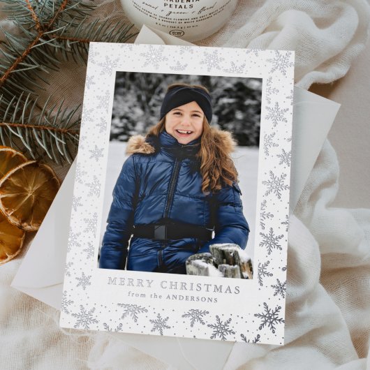 Gilded Snowflakes Foto Silver Folien Feiertagskarte