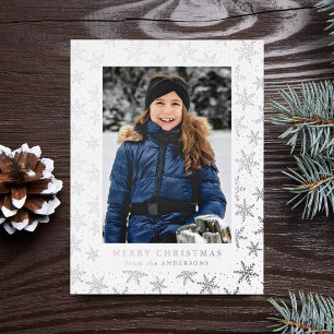 Gilded Snowflakes Foto Silver Folien Feiertagspostkarte