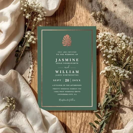 Gilded Tropics Elegant Modern QR Code Wedding Einladung