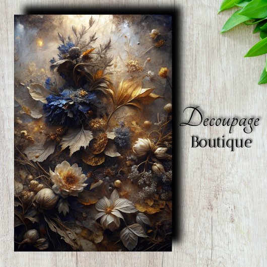 Gilded Twilight Flora Decoupage Seidenpapier