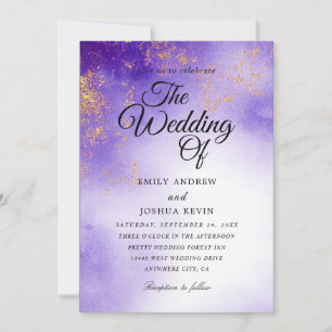 Gilded tyrian lila Hochzeitseinladungen Einladung