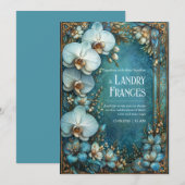 Gilded Vintage Botanical Orchid Wedding Einladung (Vorne/Hinten)
