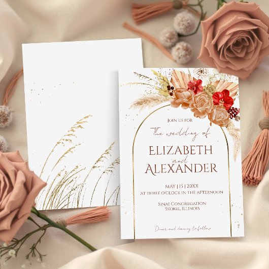 Gilded Watercolor Boho Floral | Terracotta Wedding Einladung