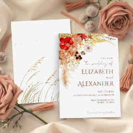 Gilded Watercolor Boho Floral | Terracotta Wedding Einladung