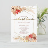 Gilded Watercolor Boho Hochzeit Probe Dinner Einladung (Stehend Vorderseite)