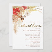 Gilded Watercolor Boho Hochzeit Probe Dinner Einladung (Vorderseite)