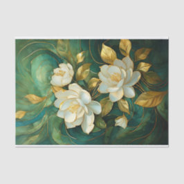 Gilded White Gardenia Trio, formelle Blume Seidenpapier