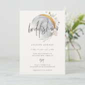 Gilded Wildblume Moon Bridal Dusche Einladung (Stehend Vorderseite)