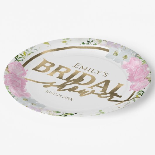 Gilded Wildblume Spring Brautparty Pappteller (Schrägansicht)