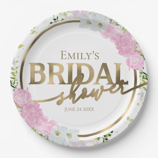 Gilded Wildblume Spring Brautparty Pappteller (Vorderseite)