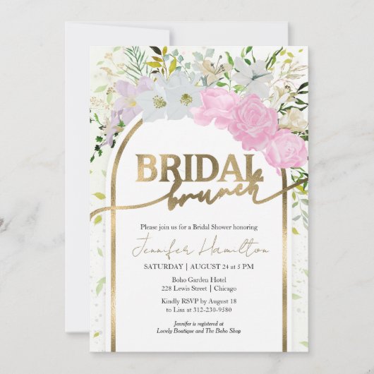 Gilded Wildblume Spring Bridal Brunch Einladung (Vorderseite)