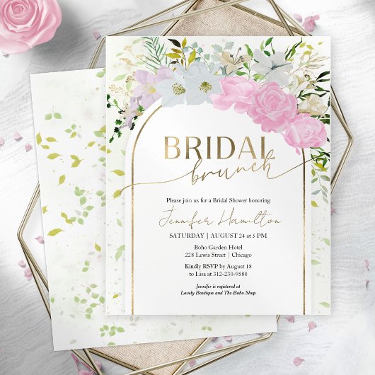 Gilded Wildblume Spring Bridal Brunch Einladung