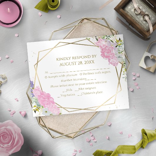 Gilded Wildblume Spring Wedding RSVP Cards Karte