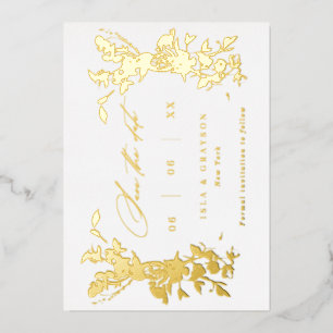 Gilded Wildflowers Hochzeit Save The Date Gold Folieneinladung