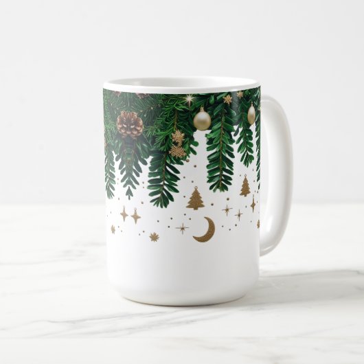 Gilded Winter Foliage Combo Mug - Premium Green Kaffeetasse (VorderseiteRechts)