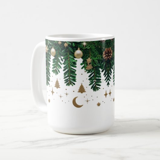 Gilded Winter Foliage Combo Mug - Premium Green Kaffeetasse (Vorderseite Links)