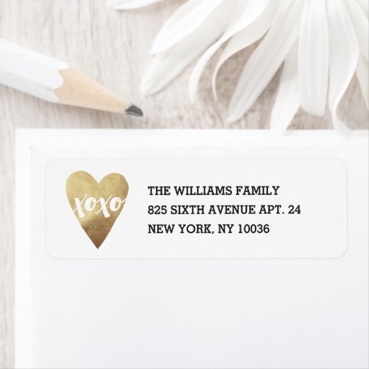 Gilded XOXO Address Label - Weiß (Insitu)