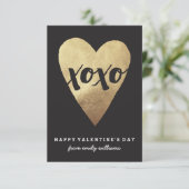 Gilded XOXO Klassenraum Valentine - Schwarz Einladung (Stehend Vorderseite)