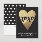 Gilded XOXO Klassenraum Valentine - Schwarz Einladung (Vorne/Hinten)