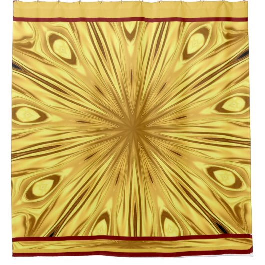 Gilded Zenith: Opulent Swirl Crimson | Gold Luxury Duschvorhang (Vorderseite)