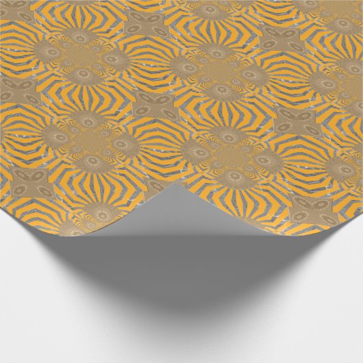 Gilded Zephyr: Eleganz in Golden Yellow & Chrome Geschenkpapier (Ecke)